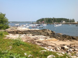 view of the harbor at Five Islands